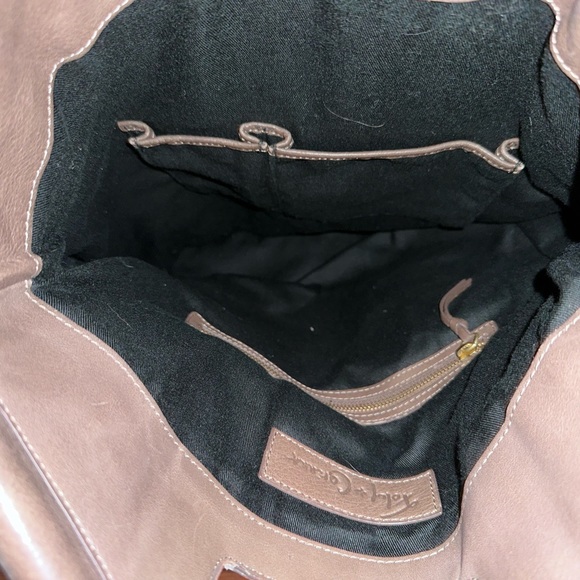 Foley & Corianna π€Fold-over Mid City Tote, Vegan βLeatherβ, brown w/ Gold Studs - Picture 6 of 6